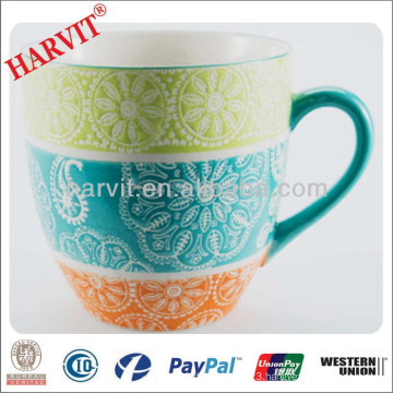 Wholesale Embossing Ceramic Tazas Mug With 3 Color Decoration/Conical Cup Manufacturers Made In China/Food Grade Children Cup